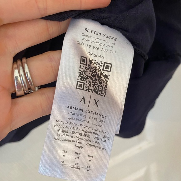 Armani Exchange Smiley Face Logo Womens T-shirt - Picture 5 of 6